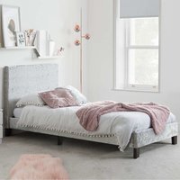 Beano Fabric Single Bed In Steel Crushed Velvet