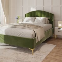 Pulford Velvet Ottoman Storage King Size Bed In Green