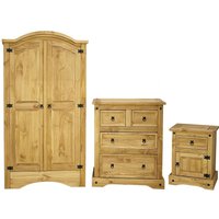 Carlen Wooden Bedroom Set 2 Doors Wardrobe In Distressed Oak
