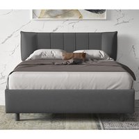 Hugo Fabric Small Double Bed In Steel Grey
