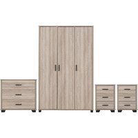 Oxnard Wooden Bedroom Furniture Set With 3 Doors In Light Oak