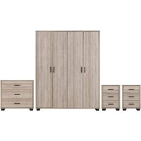 Oxnard Wooden Bedroom Furniture Set With 4 Doors In Light Oak
