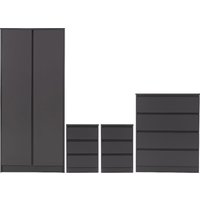 Mcgowen Wooden Bedroom Furniture Set With 2 Doors In Grey