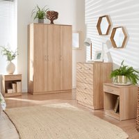 Probus Wooden Bedroom Set With 3 Doors Wardrobe In Oak