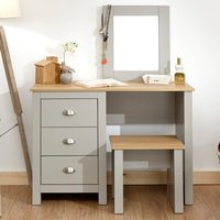 Loftus Wooden Dressing Table Set In Grey And Oak