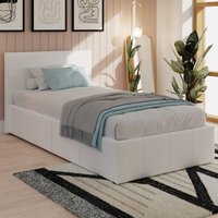 Eltham Side Lift PU Leather Ottoman Single Bed In White