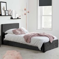 Beano Fabric Ottoman Single Bed In Black Crushed Velvet