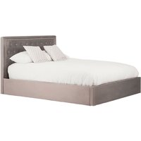 Hannata Velvet Storage Ottoman King Size Bed In Brushed Steel
