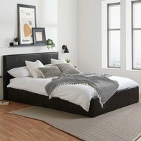 Beano Faux Leather Ottoman Storage Small Double Bed In Black