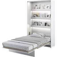 Cadillac Vertical Wall Wooden Small Double Bed In Matt White