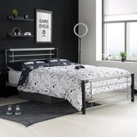 Farina Metal Small Double Bed In Silver And Black