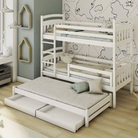 Aiken Wooden Bunk Bed With Foam Mattress In Matt White