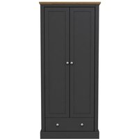 Devan Wooden Wardrobe With 2 Doors And 1 Drawer In Charcoal