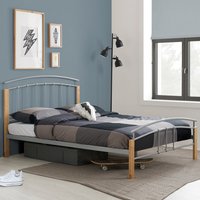 Tetra Metal Double Bed In Beech And Silver
