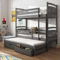 Aiken Wooden Bunk Bed With Foam Mattress In Graphite