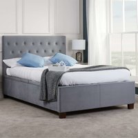 Carrboro Fabric Ottoman Storage King Size Bed In Grey