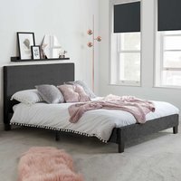Beano Fabric Small Double Bed In Black Crushed Velvet