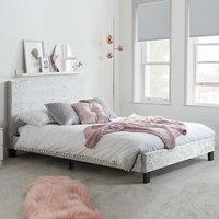 Beano Fabric Small Double Bed In Steel Crushed Velvet