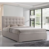 Nevada Fabric Double Bed In Sand With Chrome Metal Legs