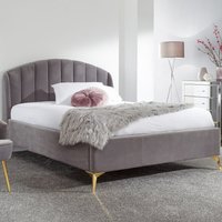 Pulford Velvet Ottoman Storage King Size Bed In Grey
