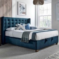Boone Fabric Ottoman Storage King Size Bed In Deep Ocean