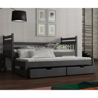 Donna Wooden Day Bed With Foam Mattress And Trundle In Graphite