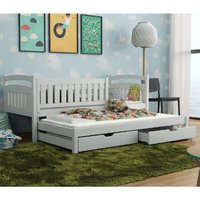 Gilroy Wooden Day Bed With Foam Mattress And Trundle In White