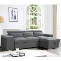 Arthur Fabric Corner Sofa Bed In Grey