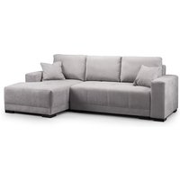 Callison Velvet Left Hand Corner Sofa Bed In Grey