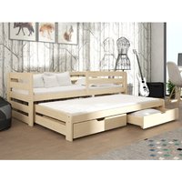 Sewell Wooden Day Bed With Foam Mattress And Trundle In Pine