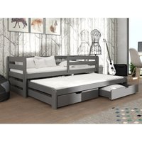 Sewell Wooden Day Bed With Foam Mattress And Trundle In Graphite