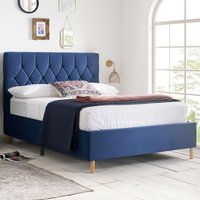Laxly Fabric Small Double Bed In Blue