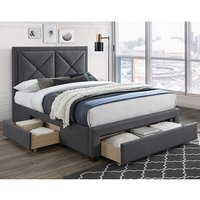 Cezanne Fabric King Size Bed With Drawers In Dark Grey