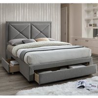 Cezanne Fabric King Size Bed With Drawers In Grey Marl