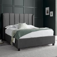 Augusta Velvet Ottoman Storage King Size Bed In Grey