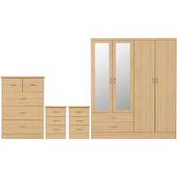 Mack Wooden Bedroom Set With 4 Doors Wardrobe In Sonoma Oak