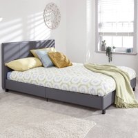 Alcester Faux Leather King Size Bed In Grey