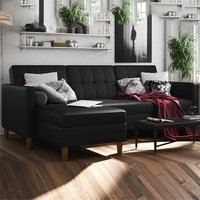 Henley Faux Leather Sofa Bed With Oak Legs In Black
