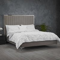 Bekele Velvet King Size Bed In Mink Grey