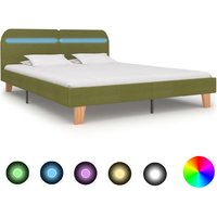 Alpharetta Fabric King Size Bed In Green With LED