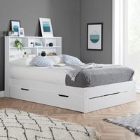 Alafia Wooden Storage King Size Bed With 1 Drawer In White