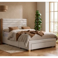 Arnhem Velvet Double Bed With 3 Drawers In Grey