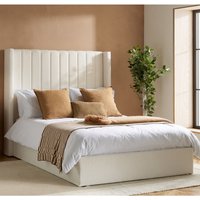 Maspeth Fabric Ottoman Storage Double Bed In White