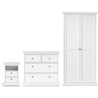 Parayo Wooden Furniture Set With 2 Doors Wardrobe In White