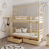Agnano Wooden Bunk Bed With Foam Mattress And Storage In Pine