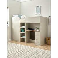 Very Home Daisy High Sleeper Bed With Drawers, Desk And Wardrobe And Mattress Options (Buy &Amp; Save!) - Bed Frame With Standard Mattress