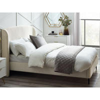 Eden - Double - Bed Frame - Off White/Ivory - Boucle Fabric - 5ft - Happy Beds