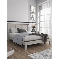 Very Home Crawford Wooden Bed With Mattress Options - Grey/Dark Oak (Buy &Amp; Save!) - Bed Frame With Microquilt Mattress