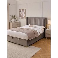 Very Home Kingston Velvet Lift Up Bed With Mattress Options (Buy &Amp; Save!) - Grey - Bed Frame With Microquilt Mattress