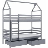 Agnano Wooden Bunk Bed With Bonnell Mattress And Storage In Grey